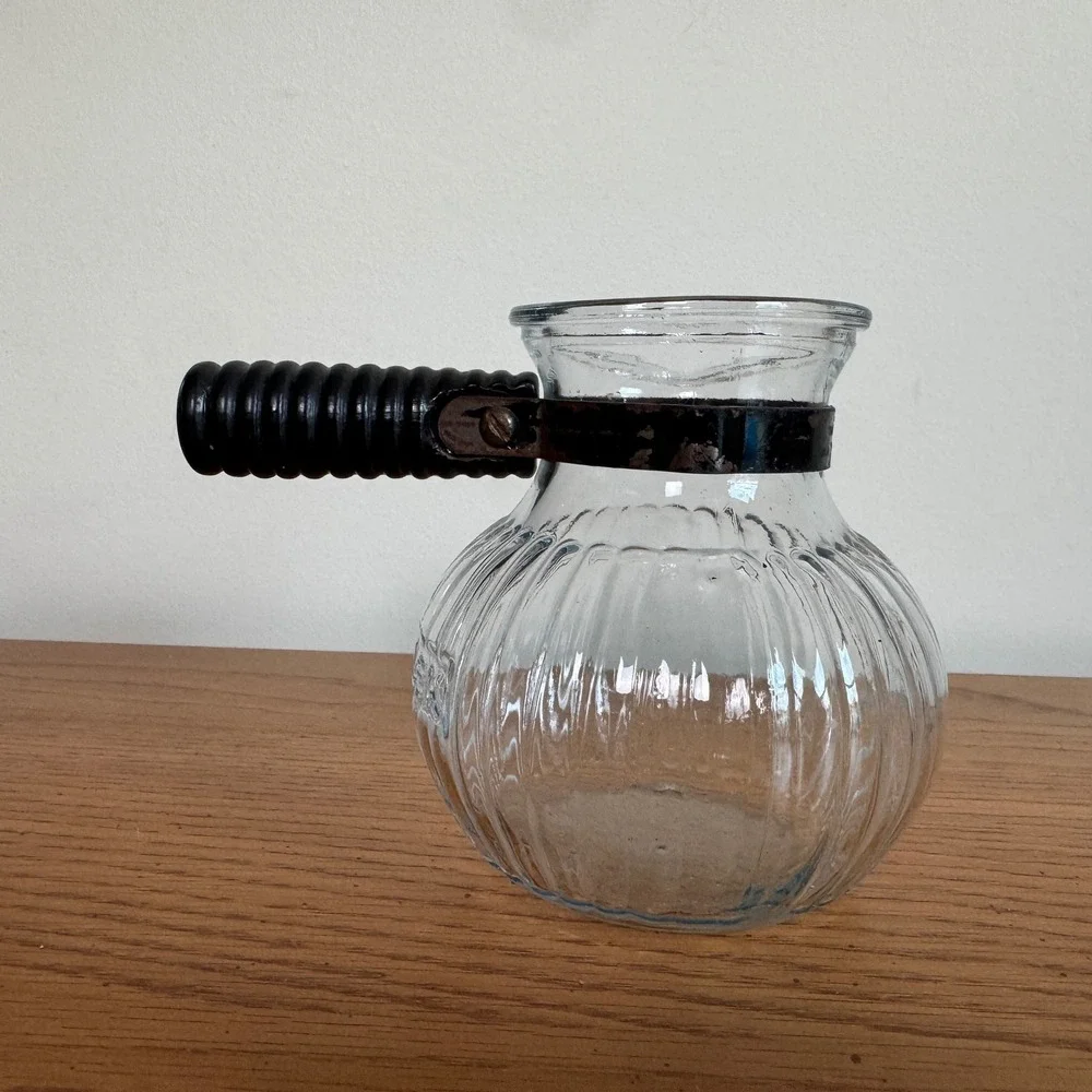 Vintage‎ Silex 1.5 Cup Dripolator Ribbed Glass Coffee Carafe Pot Black Handle